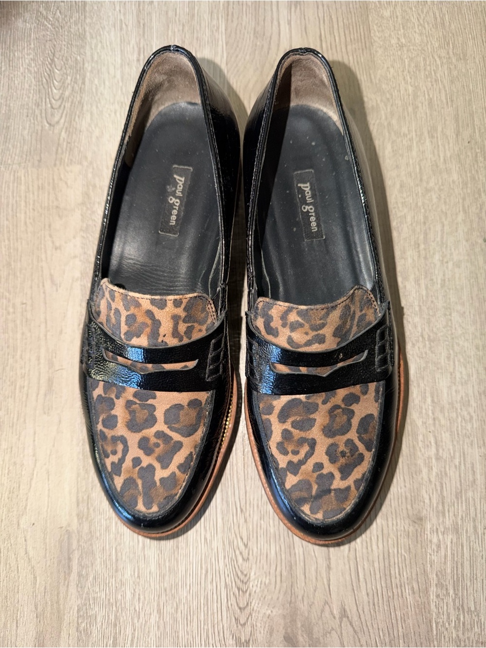 Paul Green Leopard-Print Penny Loafers in Brown and Black